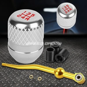 GOLD ALUMINUM DUAL BEND SHORT SHIFTER+SILVER 5-SPEED NETTED KNOB FOR EK/EJ/EG/DC - Bild 1 von 9