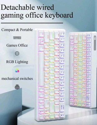 F68 Gaming Keyboard, 68%, Wired RGB Lighting Effect Mini Keyboard, Red Switch - Image 1 of 4