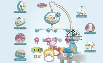 Cuna móvil musical con luces proyección de música para bebés control remoto Foto 1 de 4