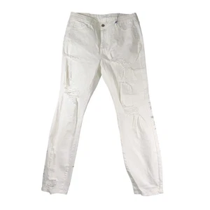 Pantalones de mezclilla rasgados de tiro alto ajustados desgastados para violonchelo para mujer 13 elásticos - Imagen 1 de 11