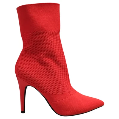 R.Rash Stiletto Heels Womens US Size 7.5W Red Fabric Upper Pointed Toe Pull On - Image 1 of 4