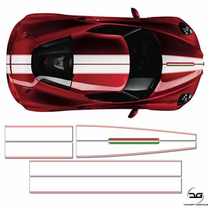 White Italian Flag Full Racing Stripe Kit Fits Alfa Romeo 4C Vinyl Decal Sticker - Picture 1 of 2