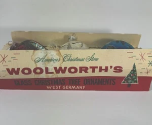 Vintage WOOLWORTH'S Three Glass West Germany Ornament Original Box - Picture 1 of 10