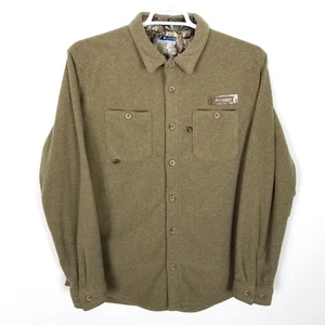 Columbia Men Bucktail Fleece Over Shirt Sz L Olive PHG Button Up Long Sleeve - Picture 1 of 9