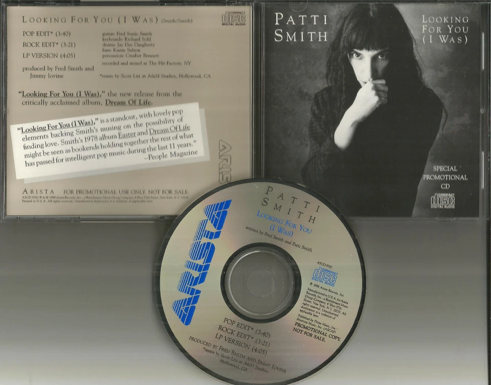 PATTI SMITH Looking for you 3TRX w/ 2 RARE EDITS 1988 USA PROMO DJ CD single  Foto 1 de 1