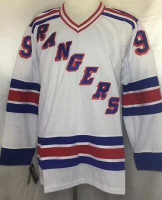 Camiseta Wayne Gretzky New York Rangers blanca y azul "1990-1999 retroceso" CCM NHL Foto 1 de 2