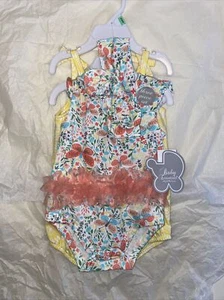 Baby Essentials Girls 3 piece set 2 Outfits 1 Headband - Picture 1 of 5