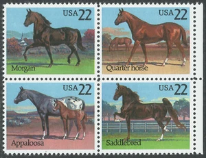 Scott 2158a - The 1985 22¢ Horses Issue Block of 4 - Mint, Never Hinged - Picture 1 of 1