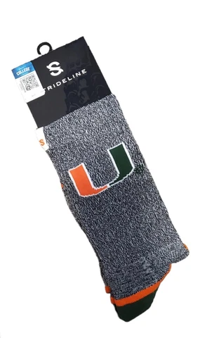 Miami Hurricanes Strideline Crew Socks Thick Knit Licensed NCAA Atheltic Wear Cover