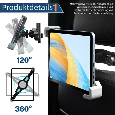 Tablet Halterung Universal Rücksitz KFZ Halter Kopfstütze 7 - 11Zoll breit Handy - Bild 1 von 4