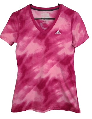 Adidas Ultimate Tee Womens Small Pink Tie Dye Short Sleeve Activewear T Shirt - Imagem 1 de 4