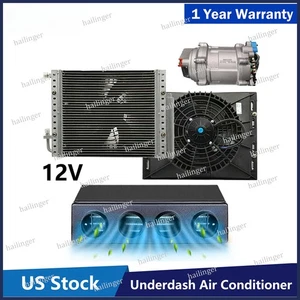 12V Air Conditioning Under dash Electric A/C Kit Universal Only Cool Compressor - Bild 1 von 16
