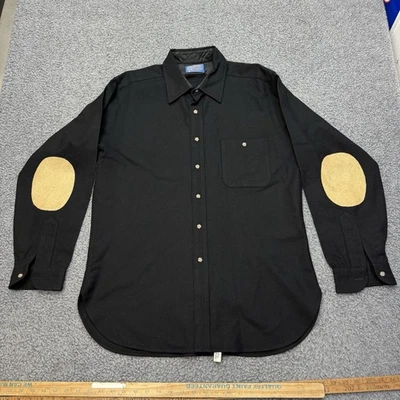 Vtg 60s USA Pendleton Trail Shirt Mens Large Flannel Button Up Wool Elbow Patch - Image 1 of 4