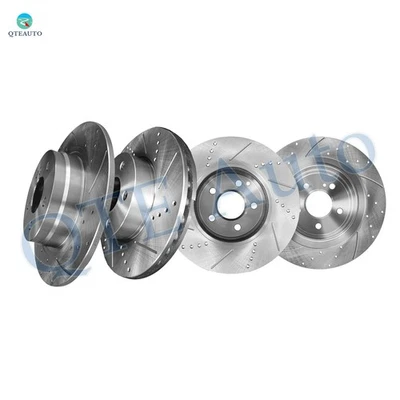 4P Front 295-Rear 300 Drilled Brake Disc Rotors For 2008-2012 Mercedes-Benz C300 - Image 1 of 4