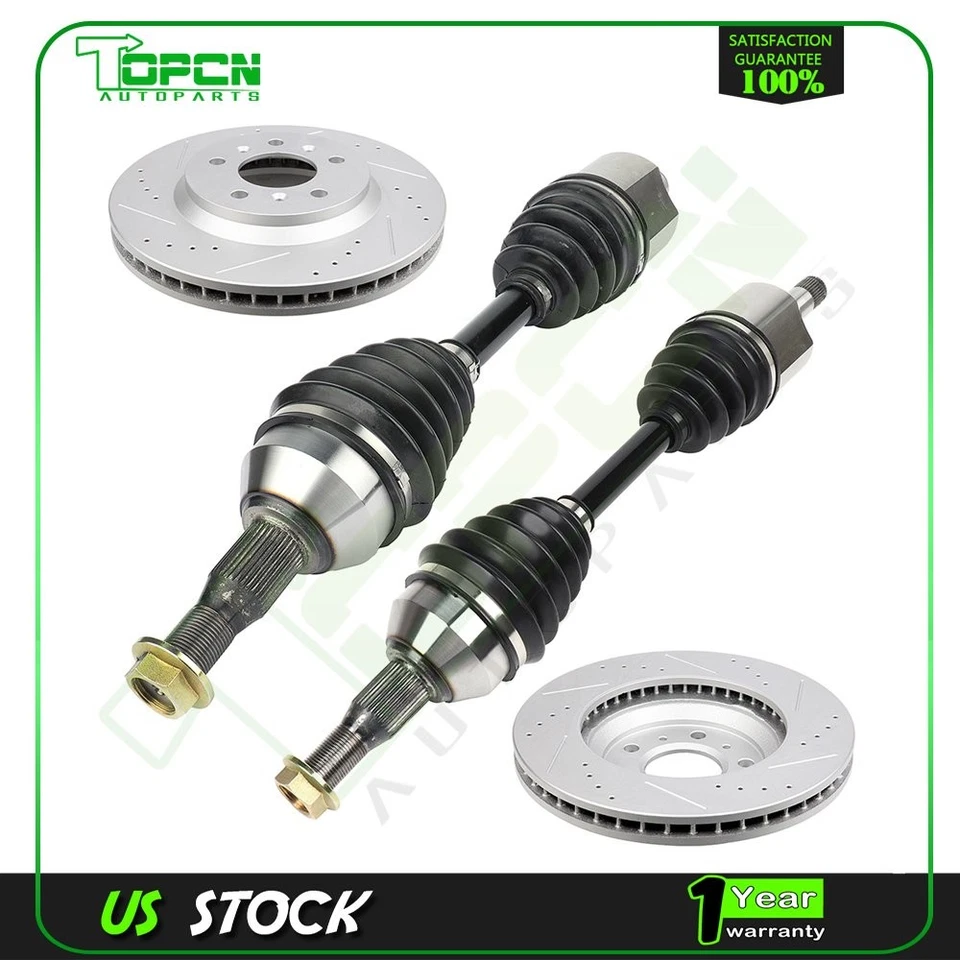 Front Side CV Axle + Brake Discs Rotors Fit for 2006-2007 Chevrolet Monte Carlo Foto 1 de 4