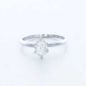 1.2 CT Lab-Created Diamond D/VVS1 Oval Cut 14K White Gold Classic Solitaire Ring - Picture 1 of 4