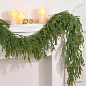 Weihnachtsgirlande, 6FT Real Touch Norfolk Pine Garland, Zederngirlande Weihnachten  - Bild 1 von 12
