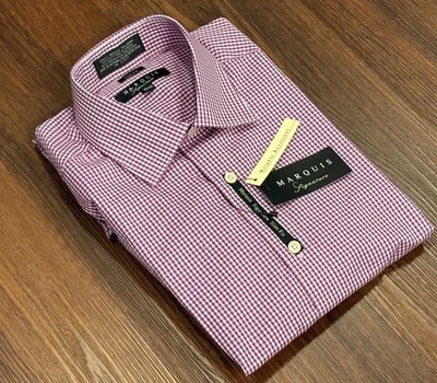 Camisa de vestir Marquis para hombre calce ajustado mangas largas abotonadas 15,5 M 34/35 nueva con etiquetas Foto 1 de 4