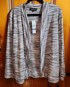 Cardigan pull femme Jones New York XL noir blanc à motifs neuf avec étiquette - Photo 1/3