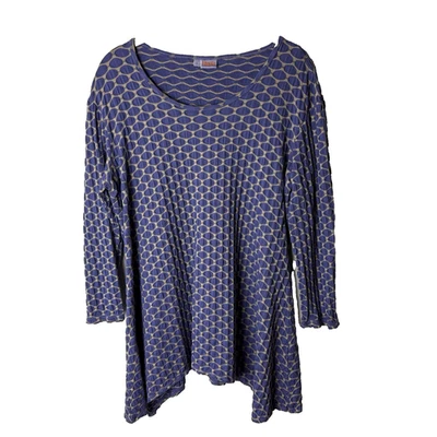 Блузка Tianello размер большой верхний 3/4 рукава эластичной фиолетовый желтовато-коричневый повседневный путешествий - Изображение 1 из 4