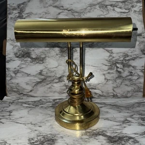 Vintage MCM Brass Lyre Shaped Banker’s Light By Sun House Wares - Picture 1 of 7