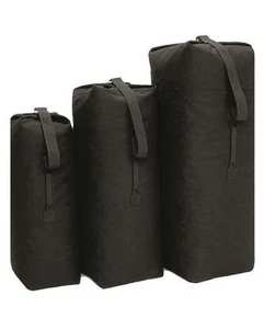 Cotton Canvas Kit Bag Black Kit Bag New Military Army Style Heavy Duty ~ 3 Sizes - Picture 1 of 3