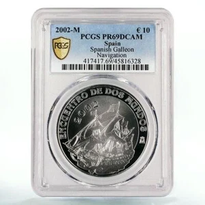 Spain 10 euro Galleon Ship Clipper Navigation PR69 PCGS silver coin 2002 - Picture 1 of 2