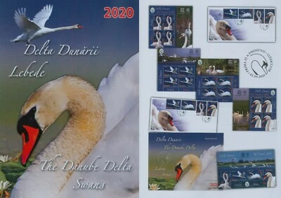 Rumänien 2020 Donaudelta,Delta,Schwäne,Höckerschwan,Vögel Mi.7750-53 A,Block 842 — 第 1/2 张图片