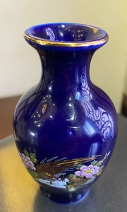 Vintage  Porcelain Small Vase Stamp Japan Blue Decor Home Rare Hand Painted 3.8" - Picture 1 of 9