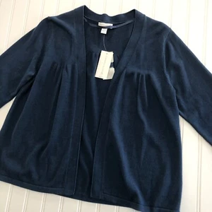 New CHARTER CLUB Open Front Cardigan SZ M NWT Indigo Blue Lightweight Long Slv - Picture 1 of 10