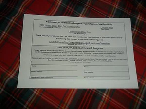 2007 USDGC ROC CERTIFICATE OF AUTHENTICITY Paper Form Only ! Disc Golf  - Picture 1 of 2