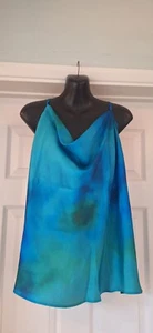 Brand New, New Look Curves Cami Vest Top Satin Feel Cowl Neck Size 18 Blue/Green - Picture 1 of 6