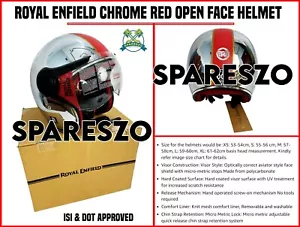 ROYAL ENFIELD CHROME RED OPEN FACE HELMET - Picture 1 of 20