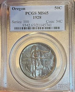 1928 PCGS MS65 Oregon Commemorative Silver Half Dollar - Picture 1 of 5