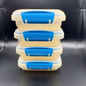 Sistema Set Of 4 BlueLid Mini Rectangular BPA-Free Plastic Containers 7 Oz - Picture 1 of 4