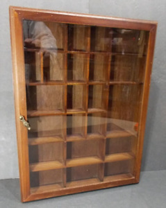 22 Section Wooden Curio Cabinet With Glass Door 12" Wide x 16" Tall x 2" Depth