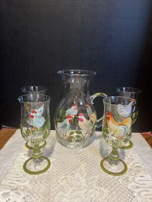 Juego de agua de té helado pintado a mano con 4 copas Foto 1 de 4