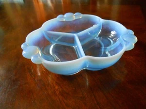 Blue Opalescent Glass Duncan Miller Canterbury Divided Dish - Picture 1 of 3