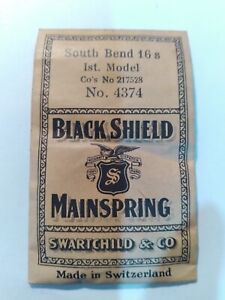 Black Shield 16s South Bend Watch Mainspring 2nd Model #4374A OEM #27528 b25#240