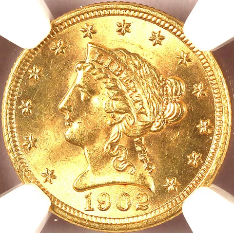 1902 $2.50 MS64 NGC-LIBERTY HEAD-MINTAGE 91,100 Cover