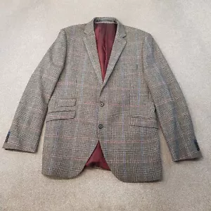 Chaqueta Brook Taverner Hombre 42L Gris Blazer Lana Príncipe de Gales Cuadros País - Imagen 1 de 16