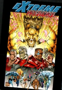 Tarjeta promocional Extreme Prejudice Comic Crossover 1993 parte 7 lista de verificación Rob Liefeld - Imagen 1 de 2