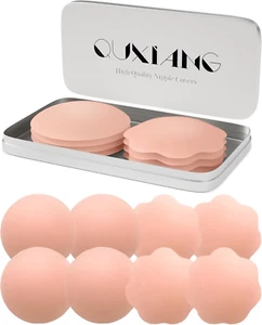 4 Pairs Pasties Women Nipple Covers Reusable Adhesive Silicone Nippleless Covers - Picture 1 of 12