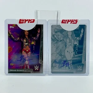 WWE Sasha Banks 2018 Topps Printing Plate 1/1 &/50 Wrestling Card Set Mercedes - Foto 1 di 2