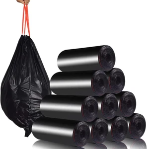 Trash Bags Drawstring Garbage Bags- Thicker Heavy Bathroom Trash Can Liners for - Picture 1 of 12