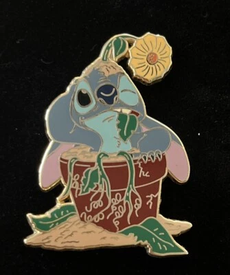 Disney Shopping Stitch Fun W/ Flowers Bucket RARE Pin 2008 LE 250 - Image 1 of 4