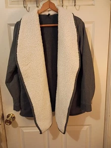 Cárdigan para mujer North River Jersey frente abierto/cuello de piel sintética talla L gris blanco - Imagen 1 de 11