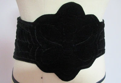 Corsé de terciopelo negro hecho a mano cintura ancha cinturón corbata cincha accesorio llamativo Foto 1 de 4