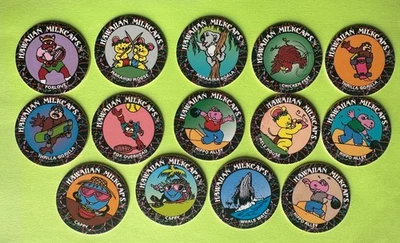 Hawaiian  Milkcaps lot of 14 Pogs    1990s Different Animals Plaaying Sports - Image 1 of 2