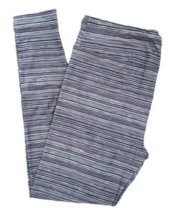 TC Lularoe Leggings Striped Pinstripe Gray Purple Black Size 12-18 NEW 189571 - Picture 1 of 4